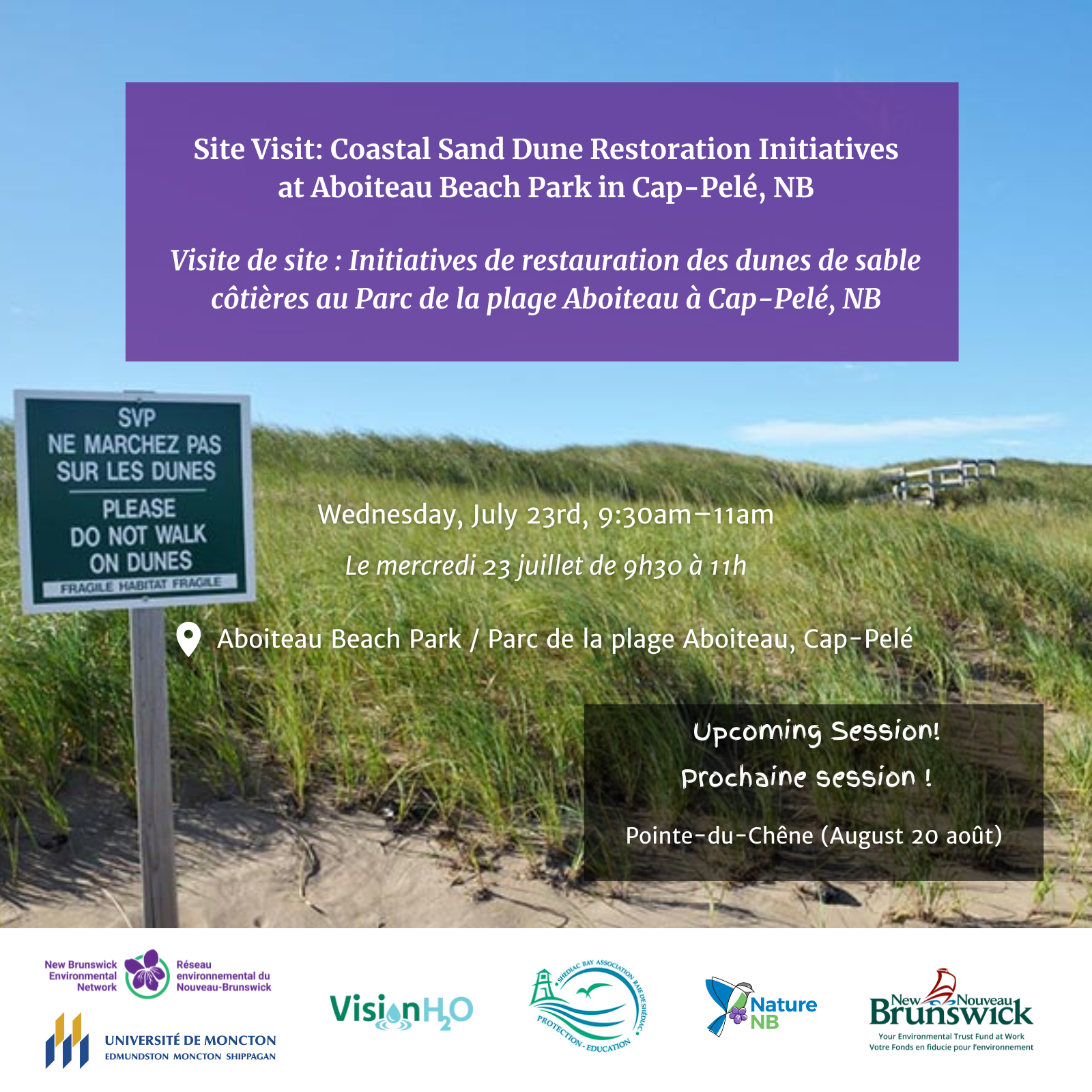 Site Visit: Coastal Sand Dune Restoration Initiatives at Aboiteau Beach Park in Cap-Pelé, NB